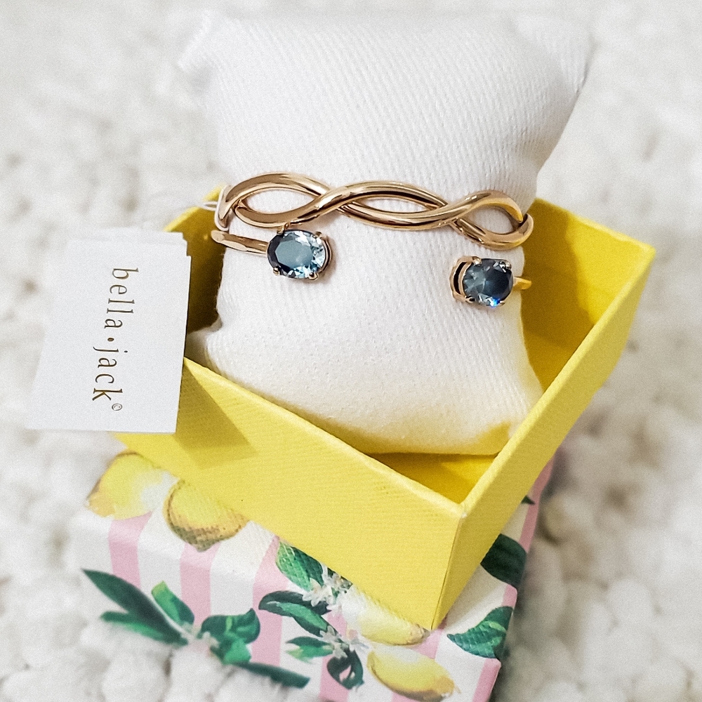 SOLD NWT Bella & Jack Women's Bracelet Set Gold Tone with Blue Cubic Zirconia